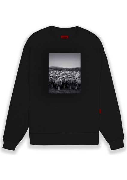 Cool Erkek Siyah Günlük Stil Sweatshirt JFSTCOOL27-SHEEP fırsatları