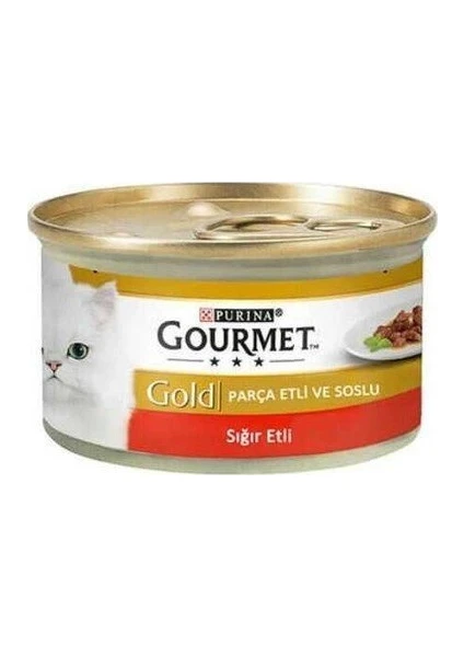 Gourmet Gold Parça Etli Soslu Sığır Etli Kedi Yaş Maması 85 gr 12'li