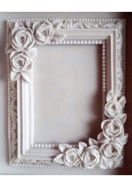 Gül Kabartmalı Çerçeve 12CM Silikon Kalıp K-086