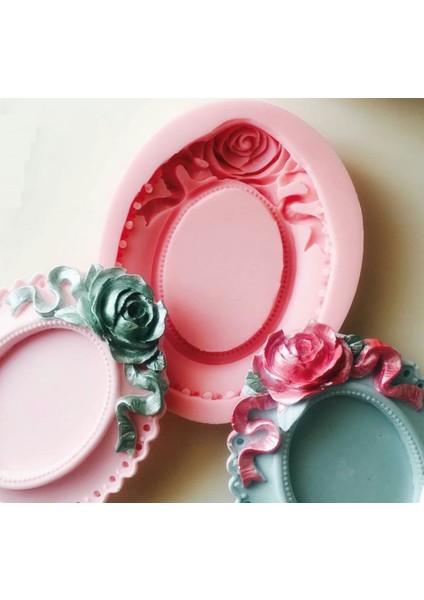Gül Kabartmalı Oval Çerçeve 14CM Silikon Kalıp K-114 fiyatları