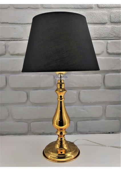 Gold Kaplama Klasik Metal Yüksek Ayaklı 30'luk Siyah Şapkalı Abajur Masa Lambası fiyatları