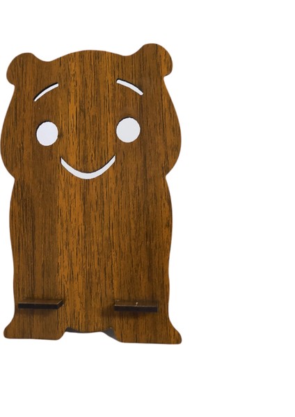 Köpek Model Portatif Telefon Tablet Tutucu Aparatı Sabitleyici Masa Üstü Ahşap Telefon Tutacağı