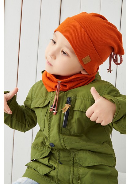 Erkek Bebek Çocuk Kiremit Ip Detaylı Şapka Bere Boyunluk Takım Rahat %100 Pamuklu Kaşkorse fiyatları