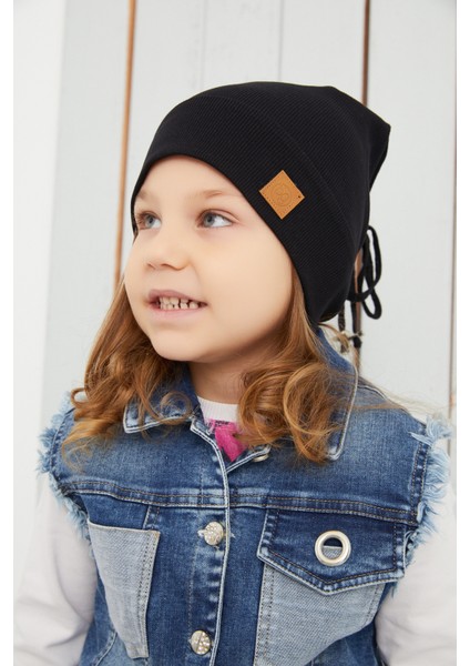 Kız Bebek Çocuk Siyah Şapka Bere El Yapımı Rahat Cild Dostu %100 Pamuklu Kaşkorse fırsatları