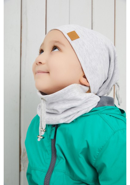 Erkek Bebek Çocuk Melanj Ip Detaylı Şapka Bere Boyunluk Takım Rahat %100 Pamuklu Kaşkorse modelleri