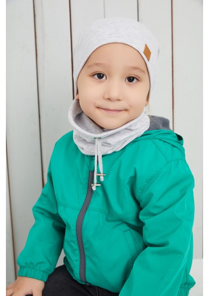 Erkek Bebek Çocuk Melanj Ip Detaylı Şapka Bere Boyunluk Takım Rahat %100 Pamuklu Kaşkorse fırsatları