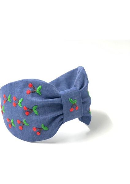 Kiraz Nakışlı Denim Mavi Taç modelleri