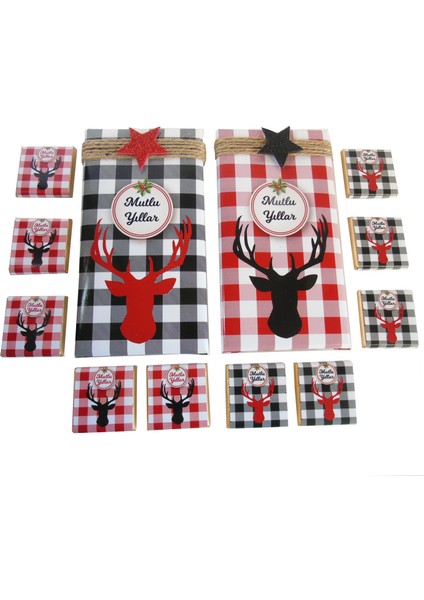 Kırmızı Asetat Kutuda, Geyikler Mutlu Yılbaşı Çikolatası