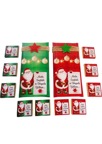 Kırmızı Asetatlı Kutuda, Yıldızlı Noel Baba Yılbaşı Çikolatası