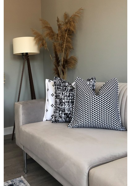 geometrik üçgen desenli minimal modern kırlent kılıfı