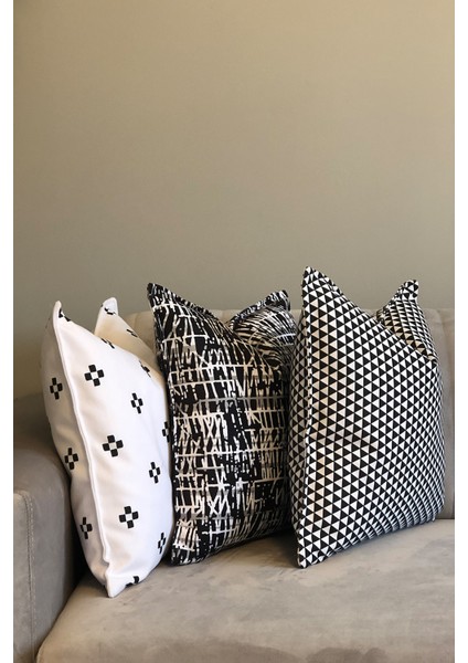 geometrik üçgen desenli minimal modern kırlent kılıfı