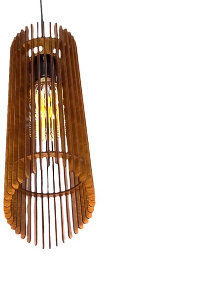 Modern Tornado Ahşap Mdf Lazer Kesim Rustik Salon Avize