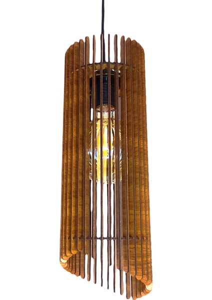 Modern Tornado Ahşap Mdf Lazer Kesim Rustik Salon Avize