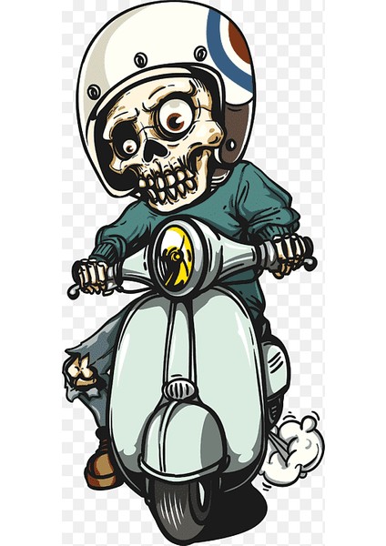 Motorlu Iskelet Araç Motor Sticker, 12 cm