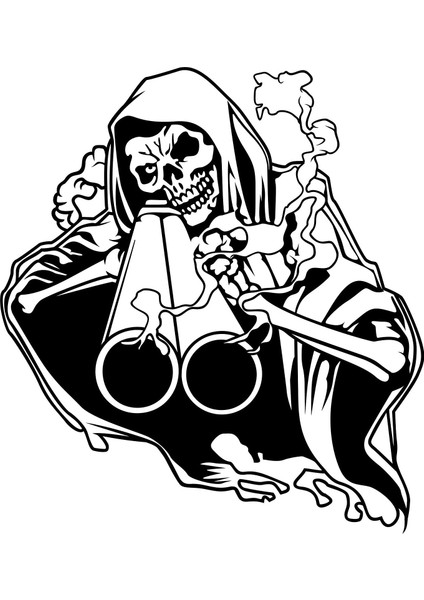 Pompalı Iskelet Araç Motor Sticker, 15 cm