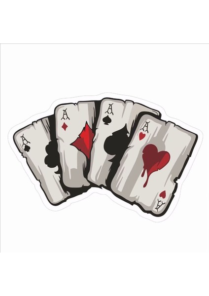 Iskambil Kağıtları Araç Motor Sticker, 10 cm