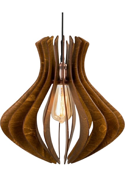 Modern Ahşap Mdf 3D Lazer Kesim Rustik Salon Avize