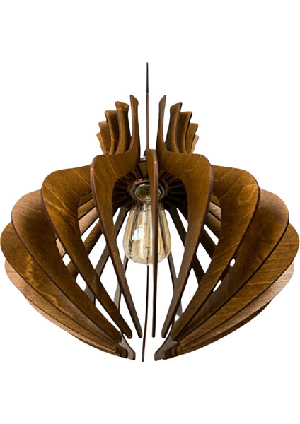 Modern Ahşap Mdf 3D Lazer Kesim Rustik Salon Avize