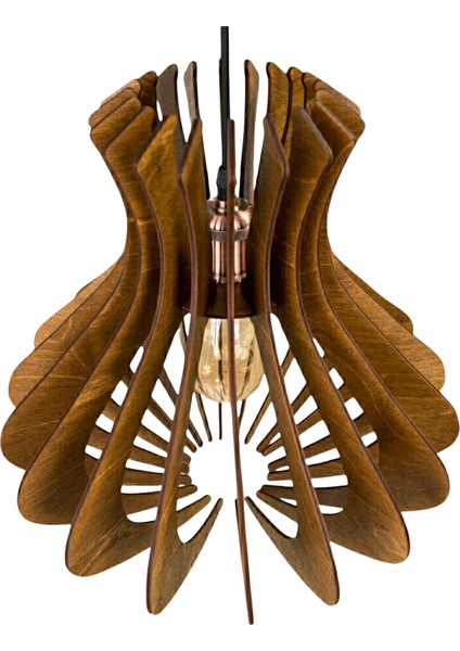 Modern Ahşap Mdf 3D Lazer Kesim Rustik Salon Avize