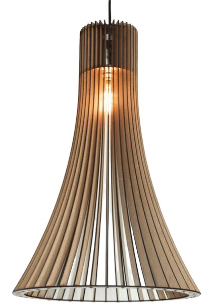 Modern Konik Ahşap Mdf 3D Lazer Kesim Rustik Salon Avize