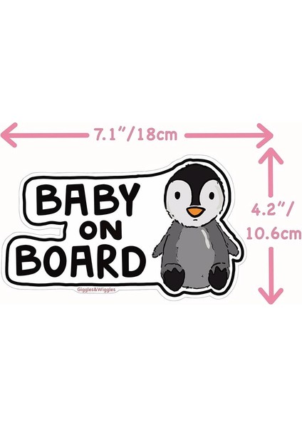 Baby On Board Penguen Araç Sticker, 18 x 10 cm