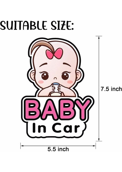 Baby In Car Araç Motor Sticker, 18 x 10 cm