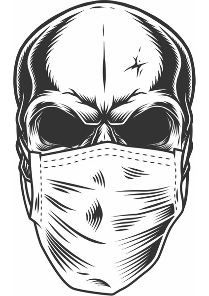 Siyah Maskeli Kuru Kafa Araç ve Motor Sticker 7 x 11 cm