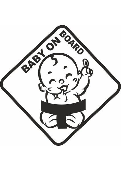 Arabada Bebek Var Araç Sticker (15X15 Cm) Siyah Renk
