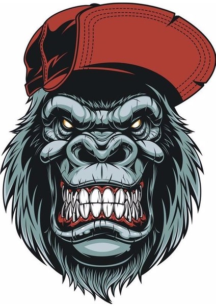 Goril Araç Motor ve Kask Sticker, 10 cm