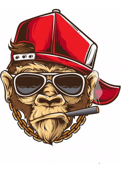 Gangstar Maymun Araç Motor ve Kask Sticker, 12 cm