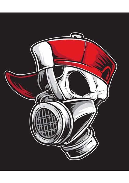 Gaz Maskeli Kuru Kafa Araç Motor ve Kask Sticker, 12 cm