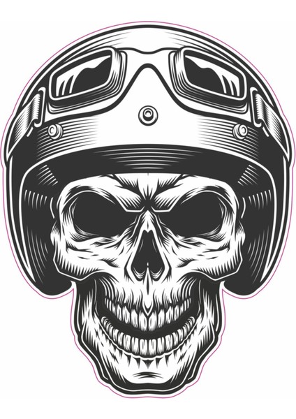 Motorsiklet Sticker, Folyo, Etiket Kuru Kafa 10X12,5 cm