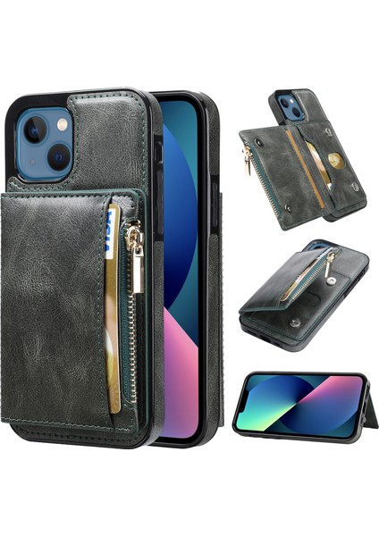 Fermuar Cüzdan Pu Shockrpoof Kılıf Apple iPhone 13 Mini Yeşil (Yurt Dışından) fiyatları