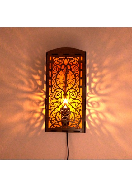 Otantik Desenli Modern Ahşap Mdf Lazer Kesim Rustik Salon Aplik