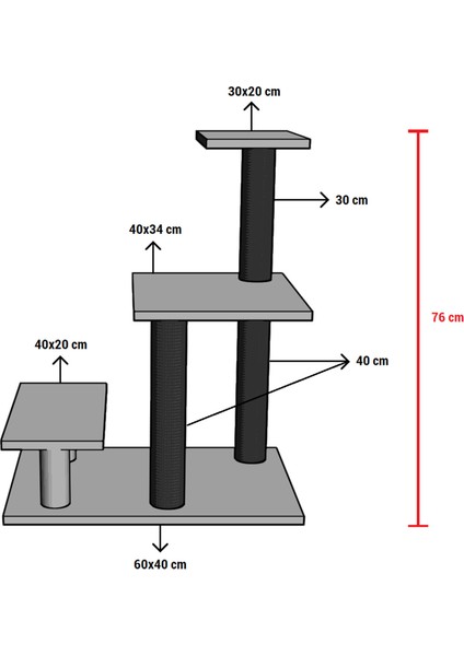 Pati Katlı Kedi Tırmalama ve Oyun Platformu - BEYAZ