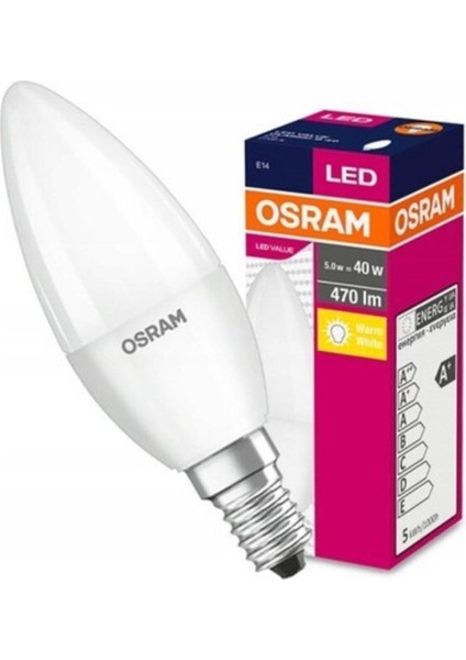 4,9-40W 2700K Sarı Işık E14 Ince Duy Mum Buji LED Ampul 3 Adet