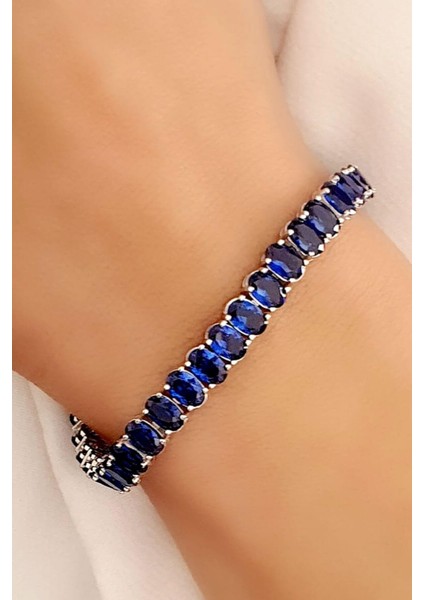 Sky Diamond Blue Creative Sapphire 925 ayar Gümüş Lüks Bileklik