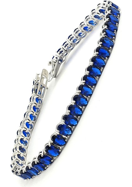Sky Diamond Blue Creative Sapphire 925 ayar Gümüş Lüks Bileklik modelleri