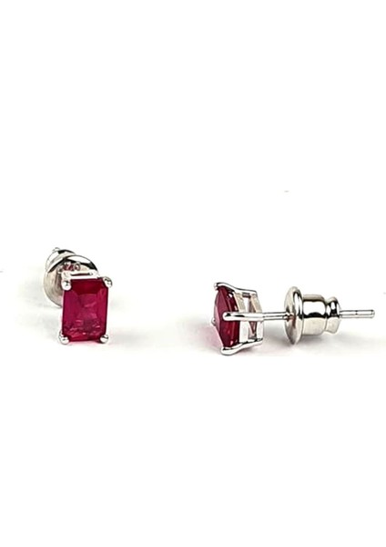 Ose Shop Skydiamond Red Creative Rubies 925 Ayar Gümüş Baget Küpe