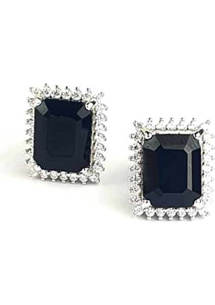 Sky Diamond Black 925 Ayar Gümüş Küpe