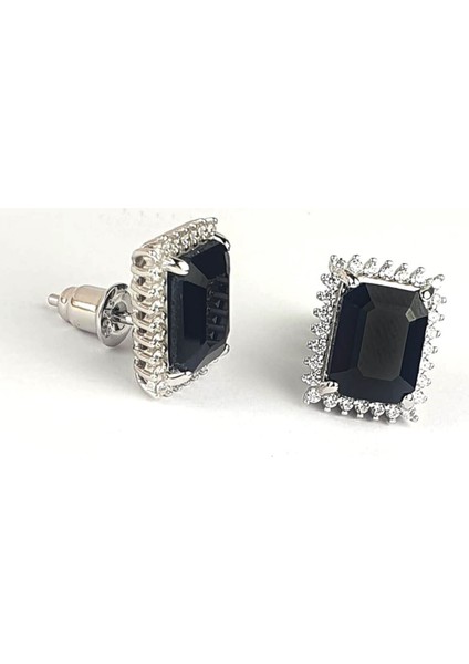 Sky Diamond Black 925 Ayar Gümüş Küpe
