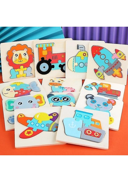 (Denizaltı) Bebek Oyuncakları 3D Ahşap Puzzle Karikatür Hayvanlar Bilişsel Bilmecenin Erken Öğrenme