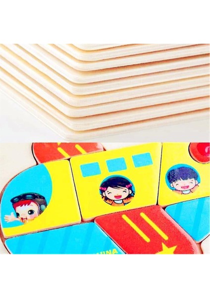 (Deve) Çocuklar Ahşap 3D Puzzle Yapboz Oyuncaklar Çocuklar Için Karikatür Hayvan Araç Ahşap Bulmacalar