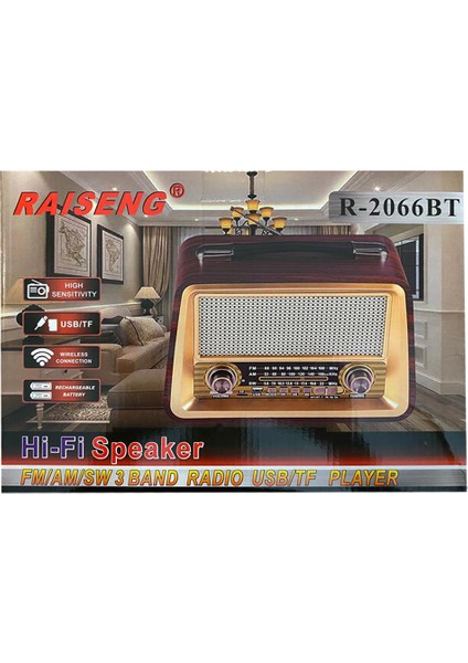Raıseng R-2066BT Retro Klasik Tasarım Bluetooth Hoparlör - Speaker