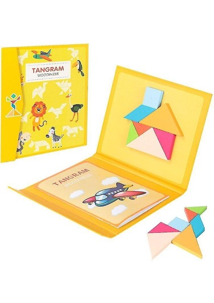 (Manyetik 3D Yapboz1) 155 Adet 3D Ahşap Yapboz Erken Çocukluk Eğitimi Geometrik Tangram