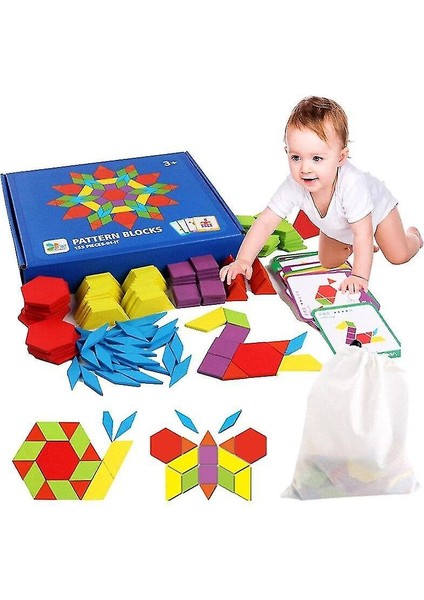 (Manyetik 3D Yapboz1) 155 Adet 3D Ahşap Yapboz Erken Çocukluk Eğitimi Geometrik Tangram