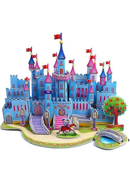 (Beyaz Villa) 3D Bulmaca Dıy Evi Karikatür Prenses Kalesi Bahçe Kalesi Modeli Erken Öğrenme fiyatları