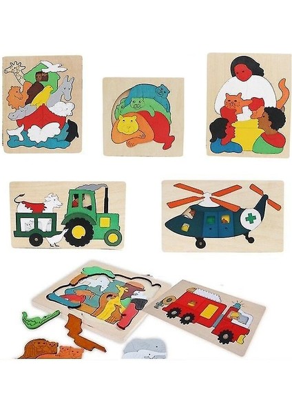 (Jurassic Park) Ahşap Bulmaca Oyuncaklar Hayvan Taşımacılığı Çoklamalı 3D Jigsaw Puzzle Çok Katmanlı modelleri