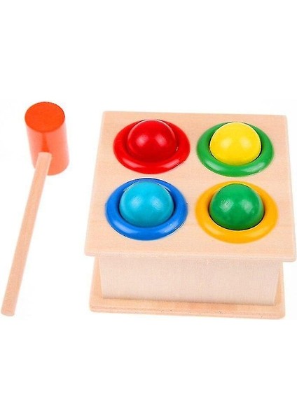 Bebek Eğitici Oyuncaklar Ahşap Çekiç Topu ile Çekiç Topu Renk Bilişsel Eşleştirme Oyuncak Çocuk