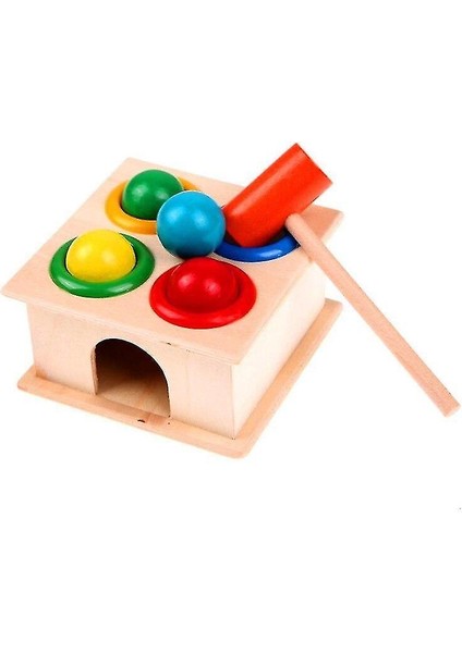 Bebek Eğitici Oyuncaklar Ahşap Çekiç Topu ile Çekiç Topu Renk Bilişsel Eşleştirme Oyuncak Çocuk